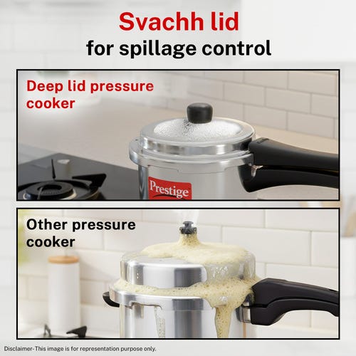 Prestige Popular Plus Svachh Virgin Aluminium Gas and Induction Compatible Pressure Cooker, 2 L (Tall) (Silver)
