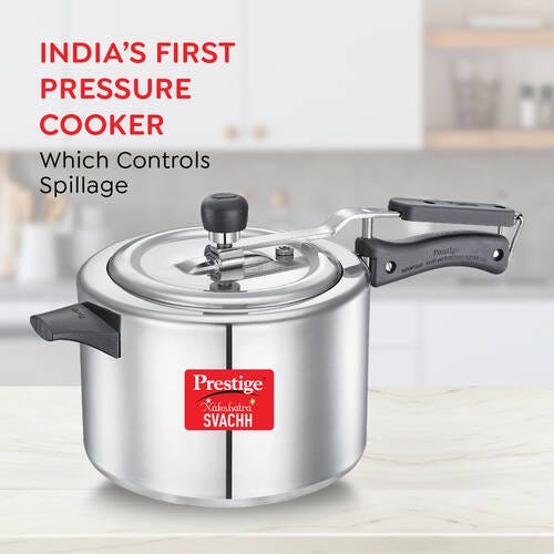 Prestige Svachh Nakshatra Plus 5 L, 3 L Inner Lid Induction Bottom Pressure Cooker (Aluminium)