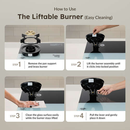 Prestige Svachh Duo Toughened Glasstop Gas Stove with Liftable Burners (Black)