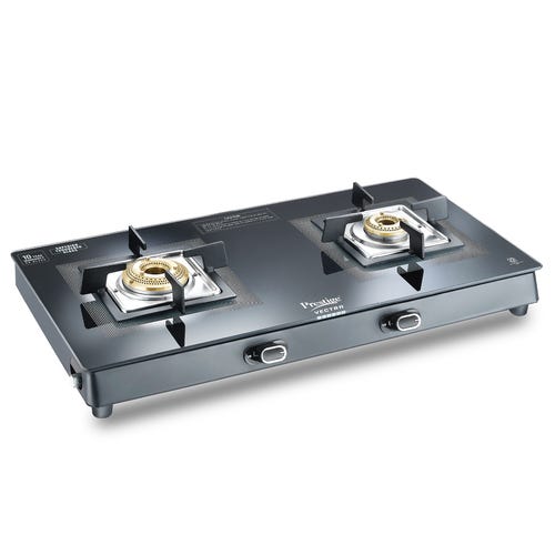 Prestige Vectra Gas Table | Powder Coated Body | Glass Top with Brass Burners