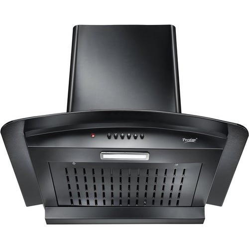 Prestige Kitchen Hood Bliss 60cm Filterless|Powder Coated|3 Speed Controls|Push Buttons Auto Clean Wall Mounted Black 1100 CMH Chimney ()