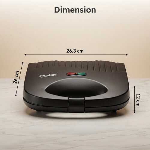 Prestige PGFSP - Spatter Coated Non-stick Sandwich Toaster with Fixed Grill Plate, Black