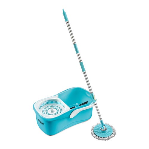 Prestige CleanHome PSB 05 Plastic Magic Mop with Two Mop Heads and Twin Bucket, 4.5L (Blue)
