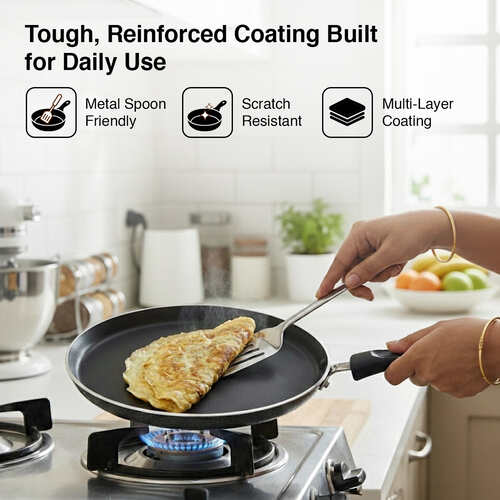 Prestige Omega Select Plus Non-stick Omni Tawa, 27.5 cm (Black)