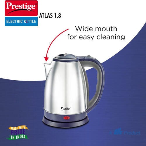 Prestige Atlas 1.8 Electric Kettle (1.8 L, Blue, Silver)