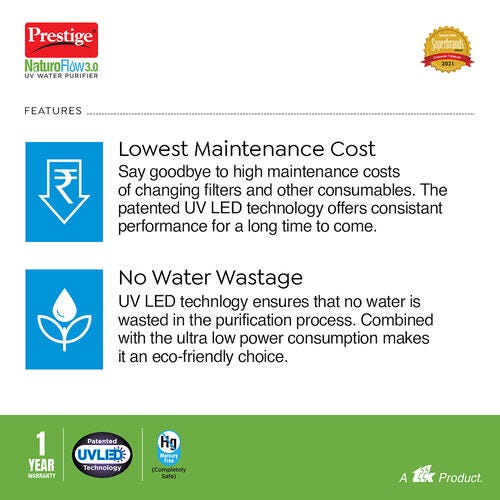 PRESTIGE NATUROFLOW 3.0 UV WATER PURIFIER