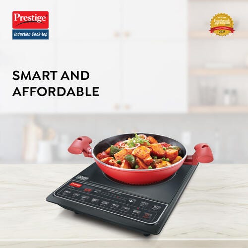 Prestige PIC 16.0 Plus 2000 Watts Induction Cooktop | 4KV Surge Protection | 8 Preset Indian Menu Option with Timer | Soft Touch Button | Easy to clean | Portable | Black |1Y Warranty | BIS