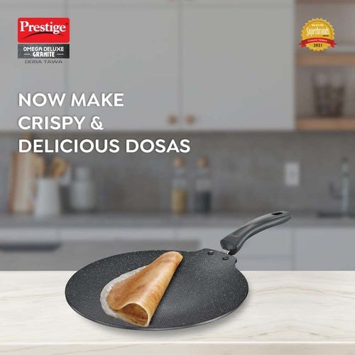 Prestige Omega Deluxe Granite-finish Coated Aluminium Non-Stick Dosa Tawa (Black)