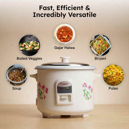Prestige Delight PRWO Electric Rice Cooker (White), 0.6 Litre
