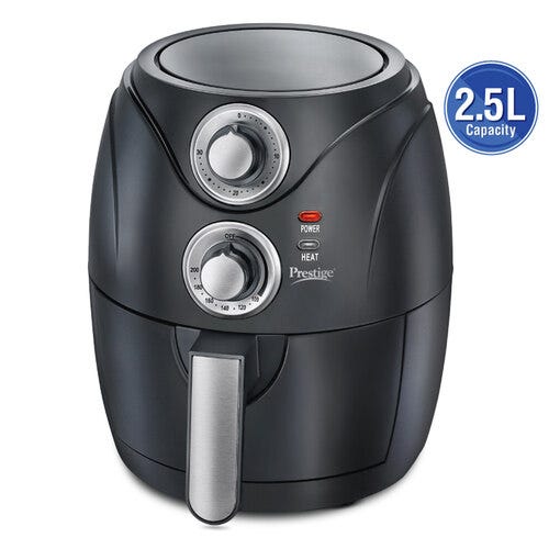 Prestige PAF 6.0 Electric Air Fryer | 80% less Oil Consumption | 2.5L Capacity | 1200 Watts Power | Fry,Grill,Roast & More | Temperature & Time Control |Easy to Clean Frying Basket | Black