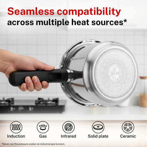 Prestige Svachh Aluminium 2+3+5 Litre Combo Cooker with Induction Base, Silver, Outer Lid