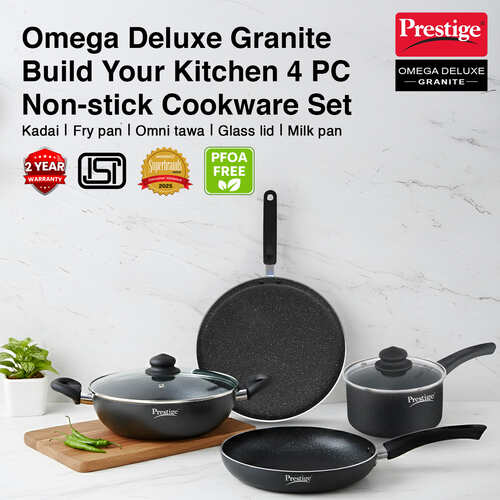 Prestige Omega Deluxe Granite Aluminium Non-Stick 4 Pc Cookware Set