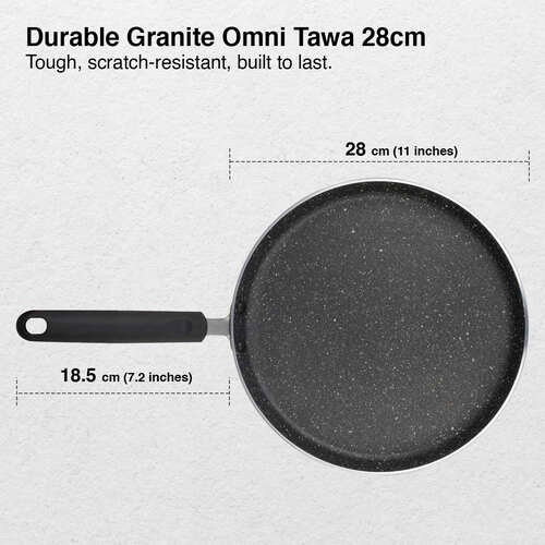 Prestige Omega Deluxe Granite Non-stick Round Base Omni Tawa, 28 cm (Black)