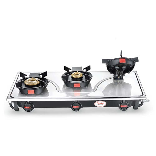 PRESTIGE SLEEK SVACHH GAS STOVE (WITH STAINLESS STEEL TOP AND 3 UNIT BRASS BURNER)