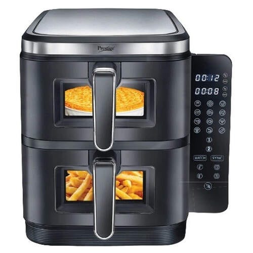 Prestige Air Duo 2850W 12 Preset Menu Options|Foldable Control Panel|Dual baskets Air Fryer (12 L)