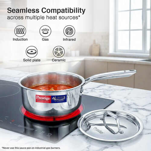 Prestige 16cm/1.5L Tri-Ply Stainless Steel Splendid Sauce Pan with Lid
