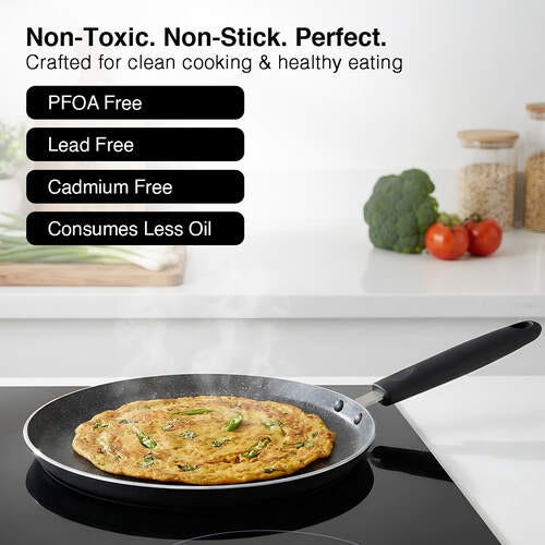 Prestige Omega Deluxe Granite Non-stick Round Base Omni Tawa, 25 cm (Black)