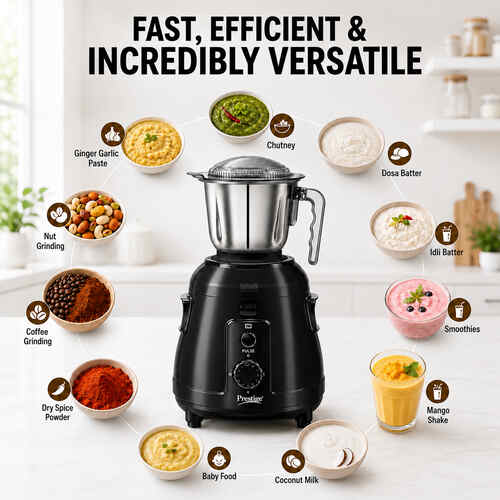 Prestige Everest 1000W Mixer Grinder (3 Stainless Steel Jars) – 1 Unit