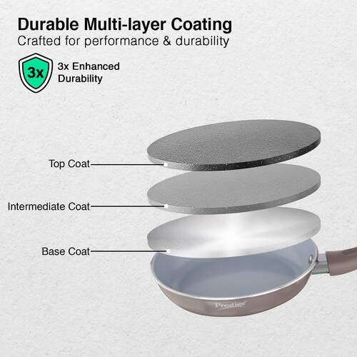 Prestige Ceraglide Duo Ceramic Coating Non Stick Aluminium Cookware Fry Pan Dia 20 cm (1.0 Litre)