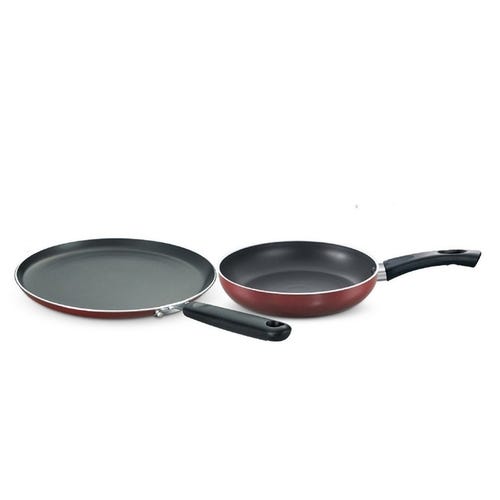 Prestige Omega Deluxe Gas and Induction Compatible Omni Tawa 25 cm + Fry Pan 20 cm