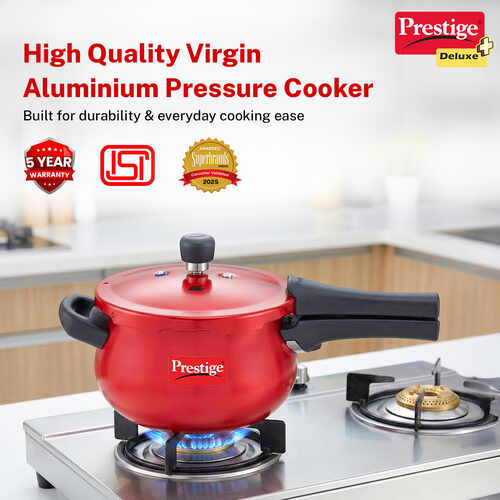 Prestige Deluxe Plus Aluminium Outer Lid Pressure Handi, Red