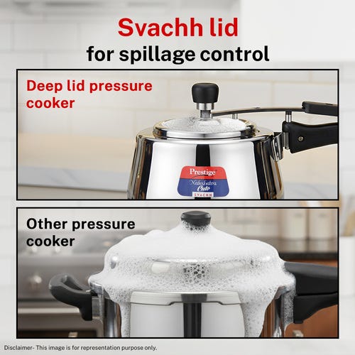 Prestige Nakshatra Cute Svachh Stainless Steel Spillage Control Pressure Cooker, 3 L (Silver)