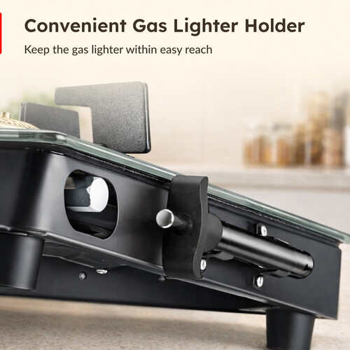 Prestige Vectra Gas Table | Powder Coated Body | Glass Top with Brass Burners
