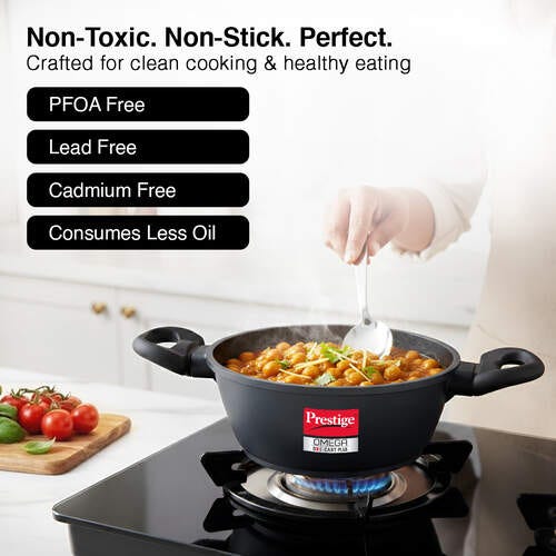 Omega Die-Cast Plus Aluminium Non-Stick Casserole 20 Cm with Glass Lid