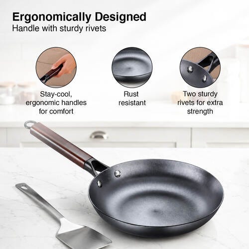 Prestige Castlite Nitride Cast Iron Fry Pan 24cm/1.5L | Lightweight, High Heat Retention & Rust-Proof | Gas & Induction Compatible | Low-Oil Cooking | Stay-Cool Handle | Chemical-Free | 15Y Warranty