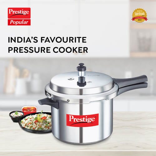 Prestige Popular Virgin Aluminium Precision Weight Valve Pressure Cooker, 5.5 L (Silver)