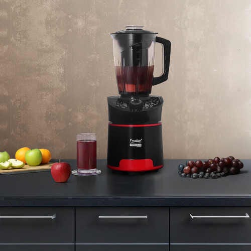 Prestige 1000 Watts Hercules with 4 Jars (3 Stainless Steel Jars + 1 Juicer Jar)| Juicing and Blending Jar with Sieve| Pure Copper Motor| Flow-Breaker Design |4 Super Efficient Blades| Red and Black