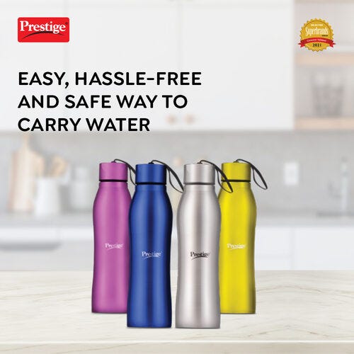 Prestige PSWBC 08 Stainless Steel Single Wall Water Bottle, 1 L (Assorted)