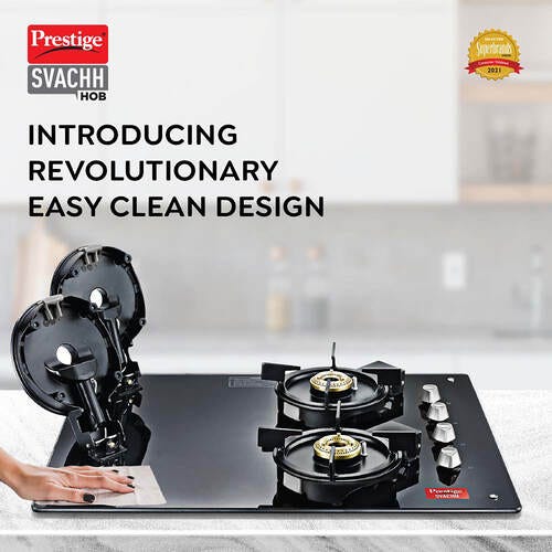 PRESTIGE SVACHH HOB ( PSVH-OZ AI ) (WITH TOUGHENED GLASS TOP MULTI SPARK IGNITION SYSTEM & 4 BRASS BURNERS)