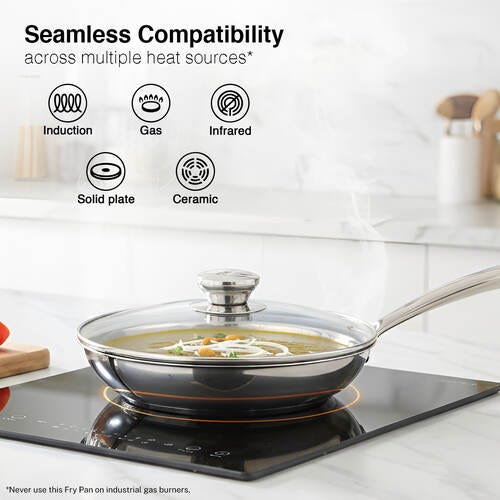 Prestige TRIPLY HexaMagic Fry Pan 20cm/1.0L | Durable Honeycomb Non-Stick Structure | Low Oil Consumption | Metal Spoon Friendly | Gas & Induction Compatible | 15Y Product & 3Y Coating Warranty| ISI