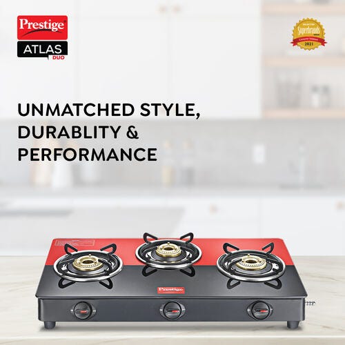 Prestige Atlas Duo Toughened Glass Gas Stove
