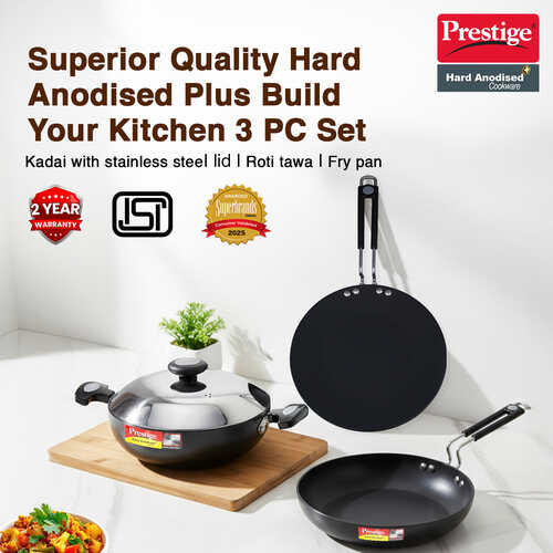Prestige Hard Anodised Plus Induction Base 3 Pc Cookware Set