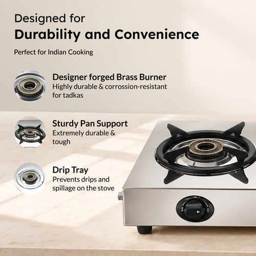 Prestige L.P. Gas Table – Perfect + (With Stainless Steel Body and 3 Unit Brass Burners)