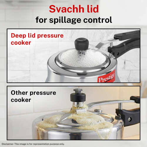 Prestige Nakshatra Plus Svachh Aluminium Spillage Control Handi Pressure Cooker, 3 L (Silver)