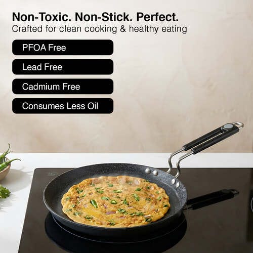 Prestige Durastone Hard Anodised 6 Layer Non-Stick Omni Tawa, 27 cm (Black)