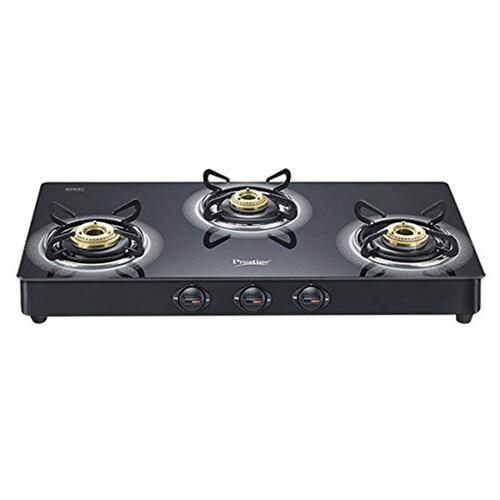 Prestige Royale Plus GT03L Manual Powder Coated 3 Burners Gas Stove, Black
