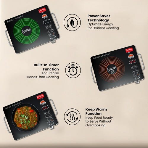Prestige PIC 3.1 V3, 2000 Watts Induction Cooktop | Indian Menu Options | Automatic Whistle Counter