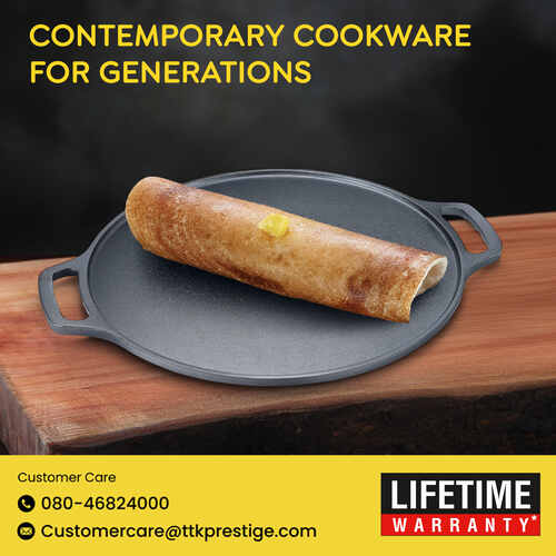 Prestige 30cm Dura Cast Iron Non-Stick Dosa Tawa| Heavy Gauge| Gas & Induction Compatible| Scratch Resistant| Even Heat Distribution|Lifetime Warranty
