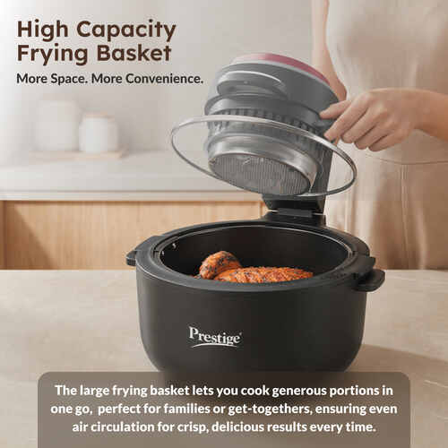 Prestige Multi-Chef All-in-One Air Fryer |80% less Oil Consumption|6.5L Capacity |1200 Watts Power|Airfry,Oven, Toast, Grill|See Through Lid|Advance Digital Display|Even Heat Distribution|Black