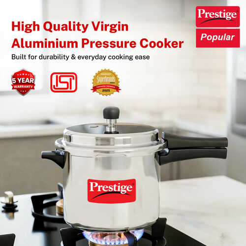 Prestige Popular Virgin Aluminium Precision Weight Valve Pressure Cooker, 10 L (Silver)