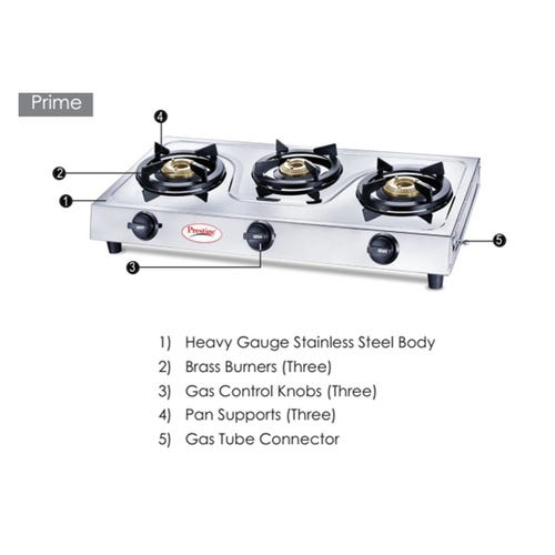 Prestige Prime Stainless Steel Gas Stove