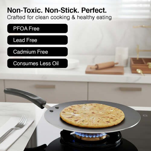 Prestige Omega Select Plus Non-stick Concave Tawa, 28cm (Black)