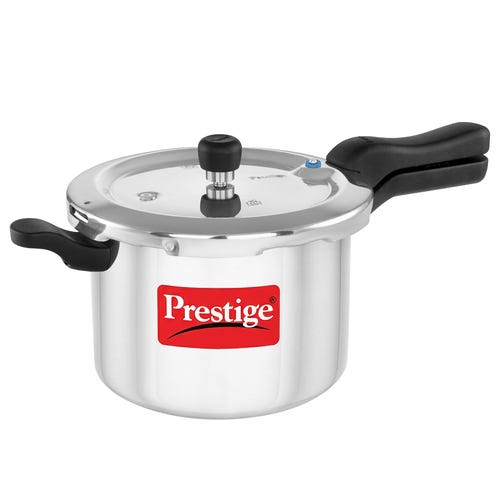 Prestige Svachh Aluminium Anti Bulge Gas and Induction Compatible Pressure Cooker, 5 L (Silver)