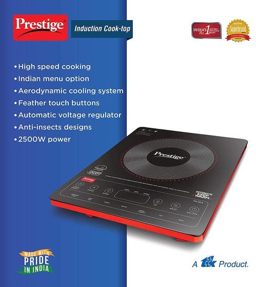 Prestige PIC 32.0 Induction Cooktop 2500W with Indian Menu Options (Red)