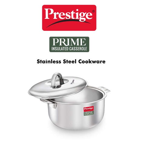 Prestige Prime Stainless Steel Insulated Casserole, 1.5 Litre, 19.6 cm - Silver