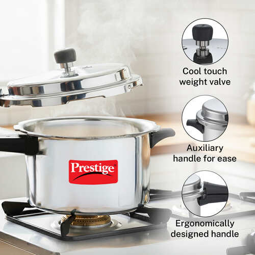 Prestige Popular Virgin Aluminium Precision Weight Valve Pressure Cooker, 7.5 L (Silver)